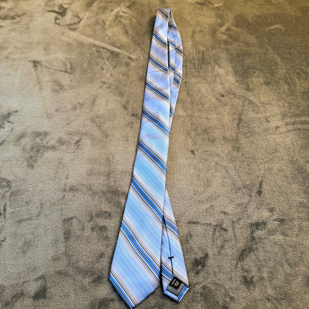 Kenneth Cole AWEARNESS Silk Striped Dress Tie Blue Black Formal Necktie Mens